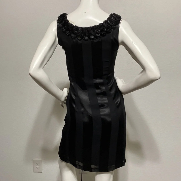 Wanko Black Satin Striped Square Neck Sheath Dress - Size S - Picture 5 of 10